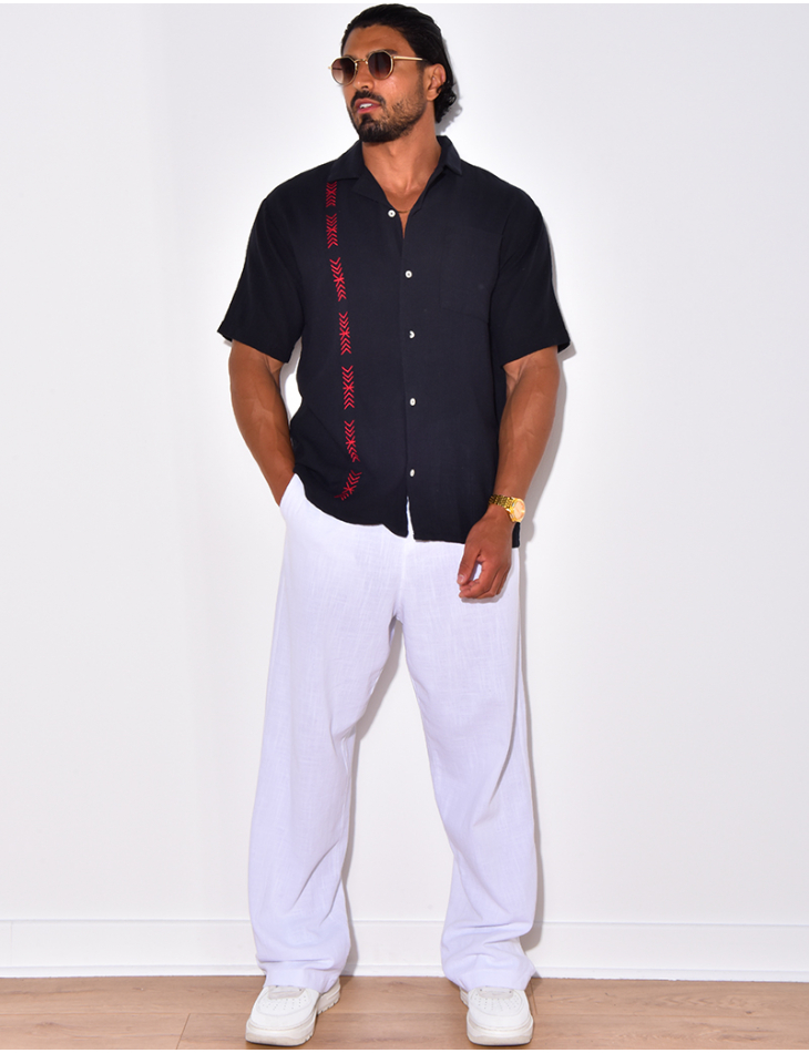 Chemise en lin à motifs flèches Chemise en lin à motifs flèches