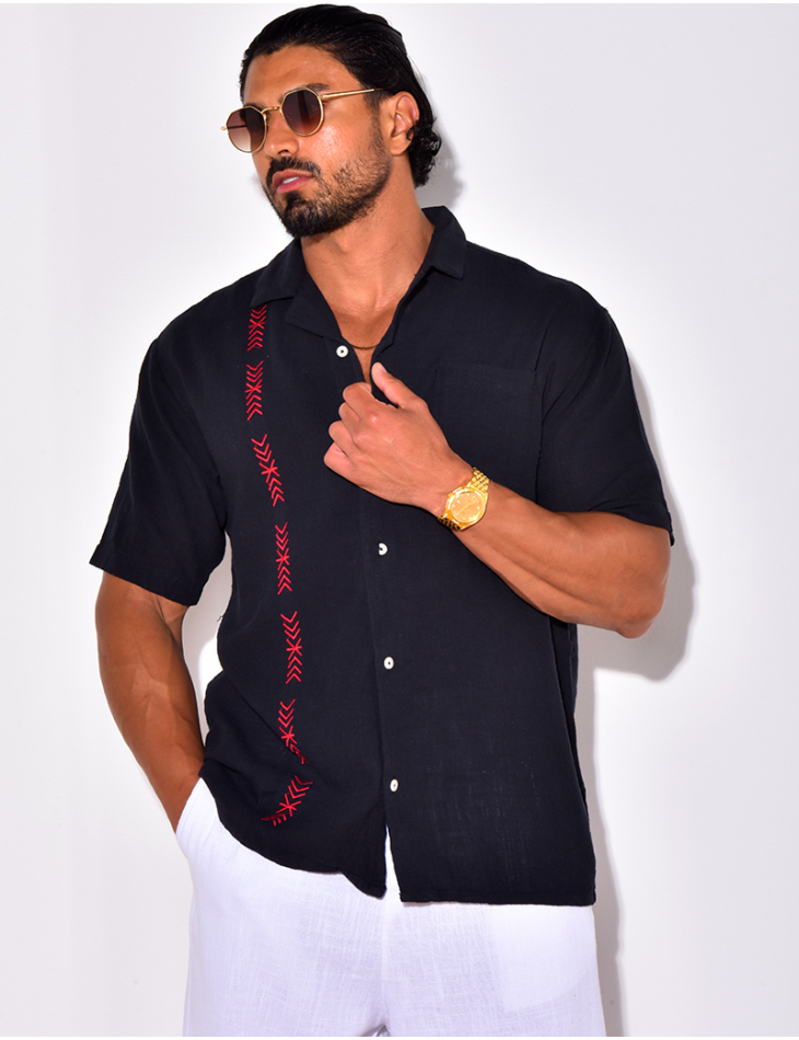 Chemise en lin à motifs flèches Chemise en lin à motifs flèches