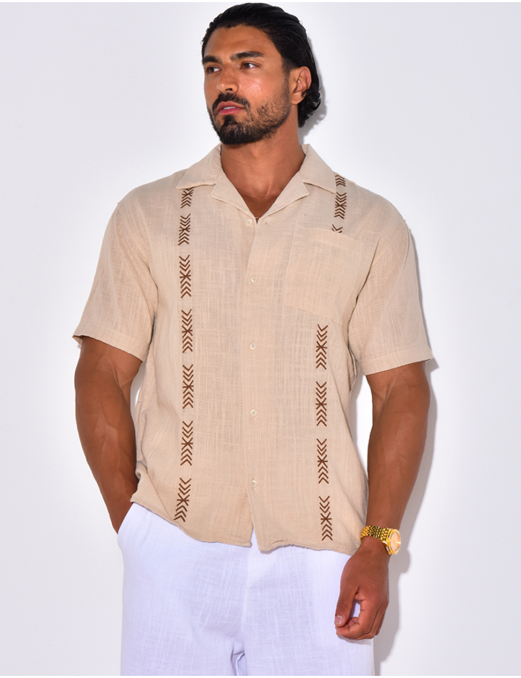 Chemise en lin à motifs flèches Chemise en lin à motifs flèches