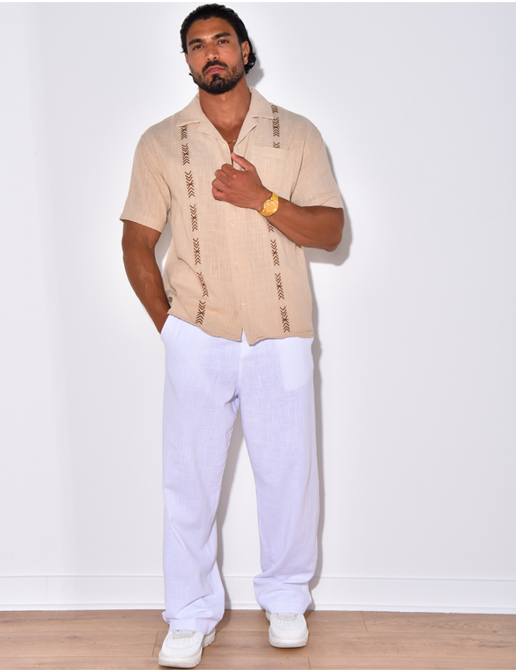 Chemise en lin à motifs flèches Chemise en lin à motifs flèches