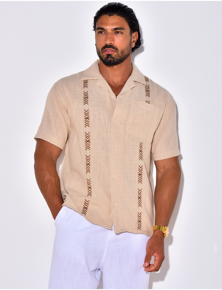 Chemise en lin à motifs flèches Chemise en lin à motifs flèches