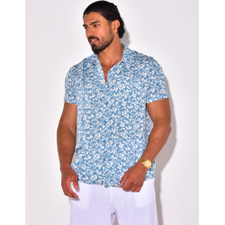 Chemise manches courtes à motifs fleurs Chemise manches courtes à motifs fleurs