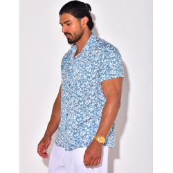 Chemise manches courtes à motifs fleurs Chemise manches courtes à motifs fleurs