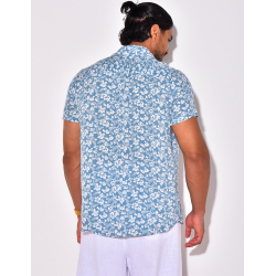Chemise manches courtes à motifs fleurs Chemise manches courtes à motifs fleurs