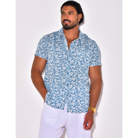 Chemise manches courtes à motifs fleurs