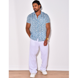 Chemise manches courtes à motifs fleurs Chemise manches courtes à motifs fleurs