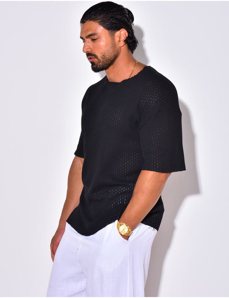T-shirt uni ajouré T-shirt uni ajouré