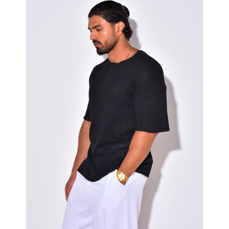 T-shirt uni ajouré T-shirt uni ajouré