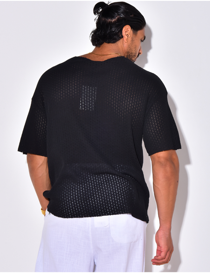 T-shirt uni ajouré T-shirt uni ajouré