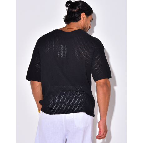 T-shirt uni ajouré T-shirt uni ajouré