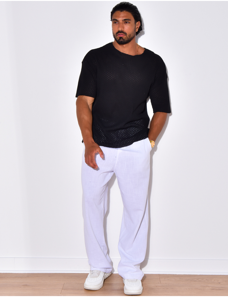 T-shirt uni ajouré T-shirt uni ajouré