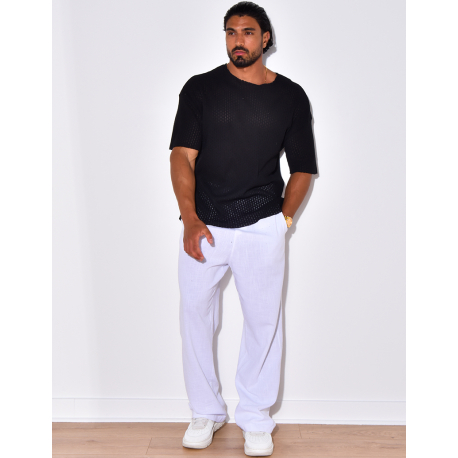 T-shirt uni ajouré T-shirt uni ajouré