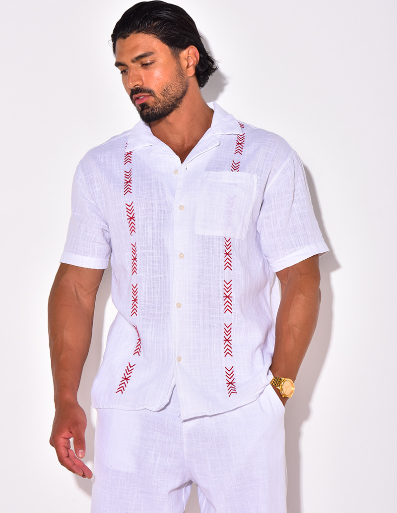 Chemise en lin à motifs flèches