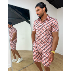 Ensemble short et chemise à forme géométrique