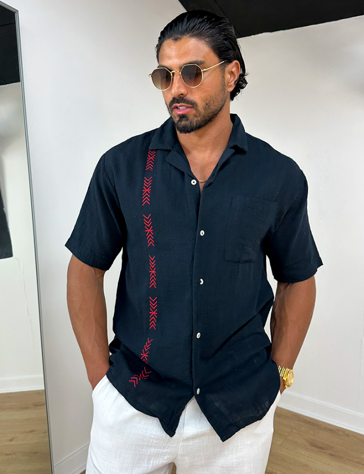 Chemise en lin à motifs flèches
