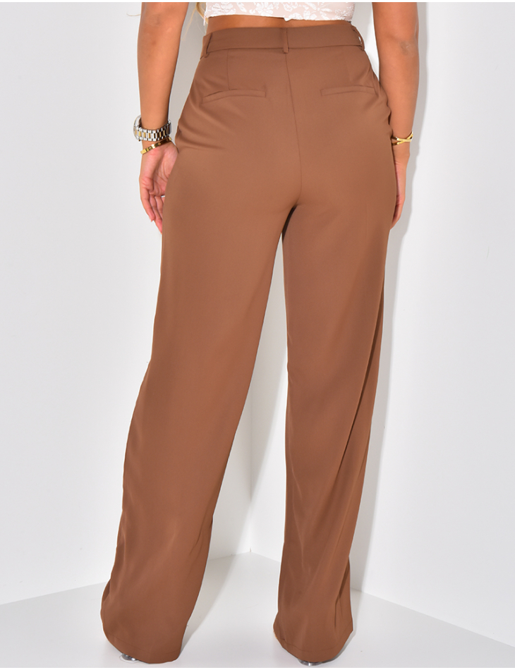Pantalon de tailleur taille haute coupe large