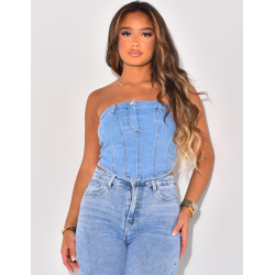Crop-top en jeans bustier Crop-top en jeans bustier