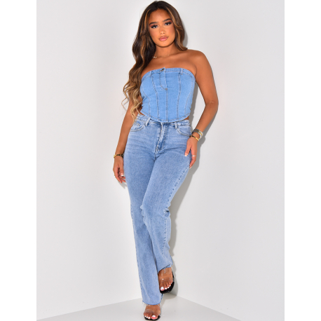 Crop-top en jeans bustier Crop-top en jeans bustier