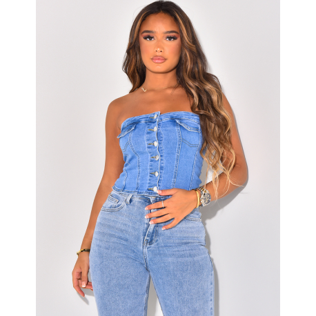 Bandeau en jeans à boutonner