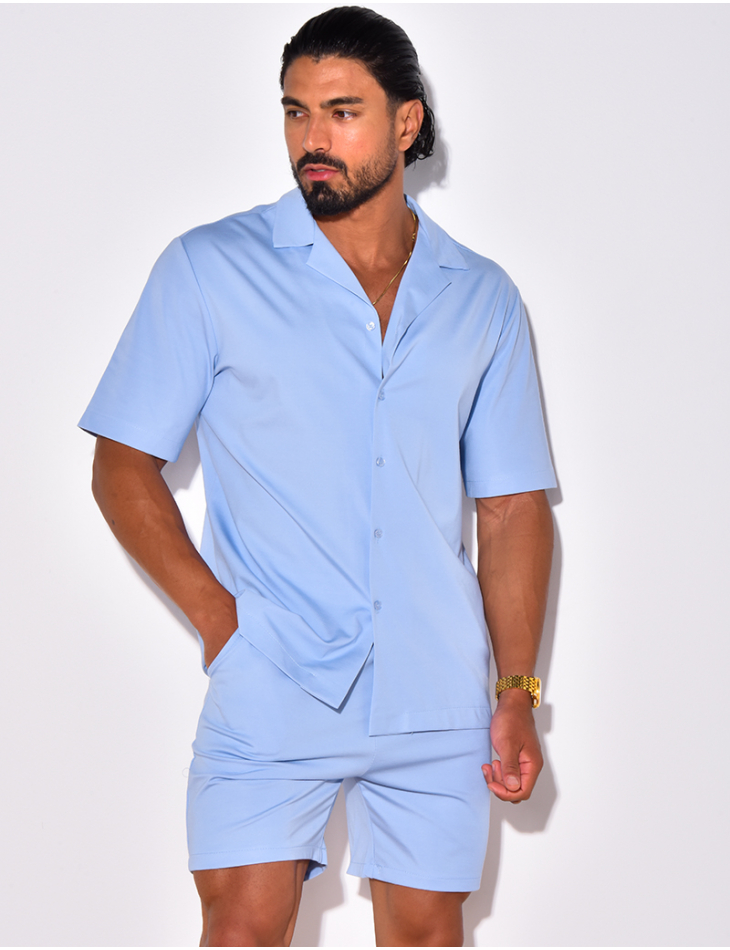 Ensemble short et chemise uni