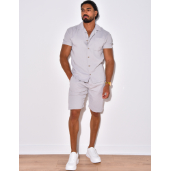 Ensemble chemise à manches courtes et short effet côtelé Ensemble chemise à manches courtes et short effet côtelé
