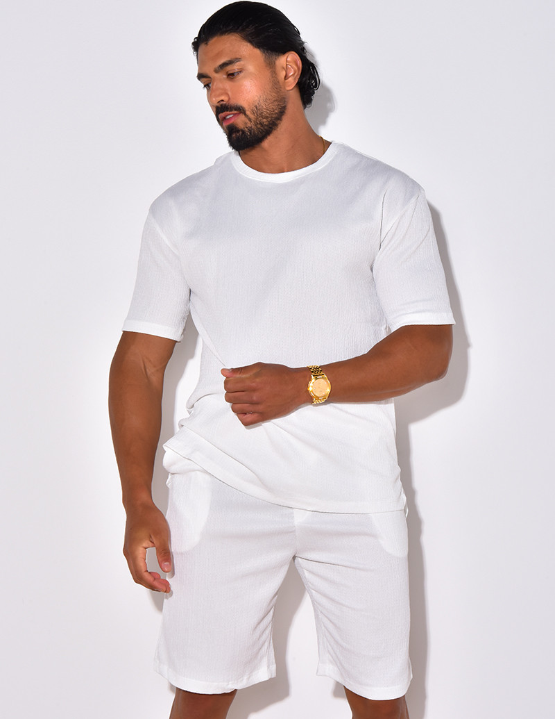 Ensemble short et t-shirt en gaze de coton