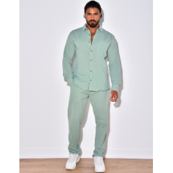 Ensemble en lin , chemise manches longues à poches et pantalon Ensemble en lin , chemise manches longues à poches et pantalon