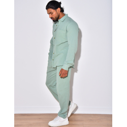 Ensemble en lin , chemise manches longues à poches et pantalon Ensemble en lin , chemise manches longues à poches et pantalon