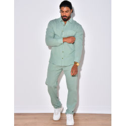 Ensemble en lin , chemise manches longues à poches et pantalon Ensemble en lin , chemise manches longues à poches et pantalon
