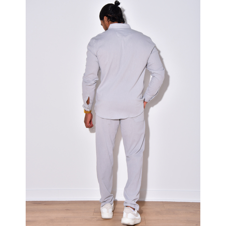 Ensemble en lin , chemise manches longues à poches et pantalon Ensemble en lin , chemise manches longues à poches et pantalon