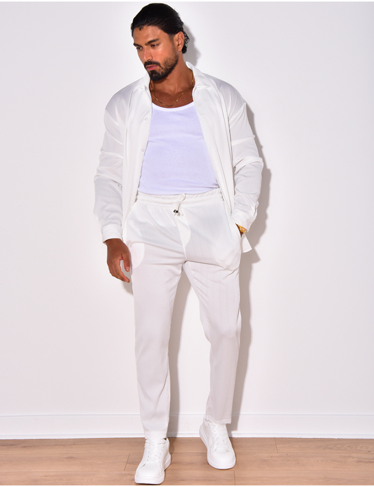 Ensemble pantalon et chemise manches longues plissé Ensemble pantalon et chemise manches longues plissé