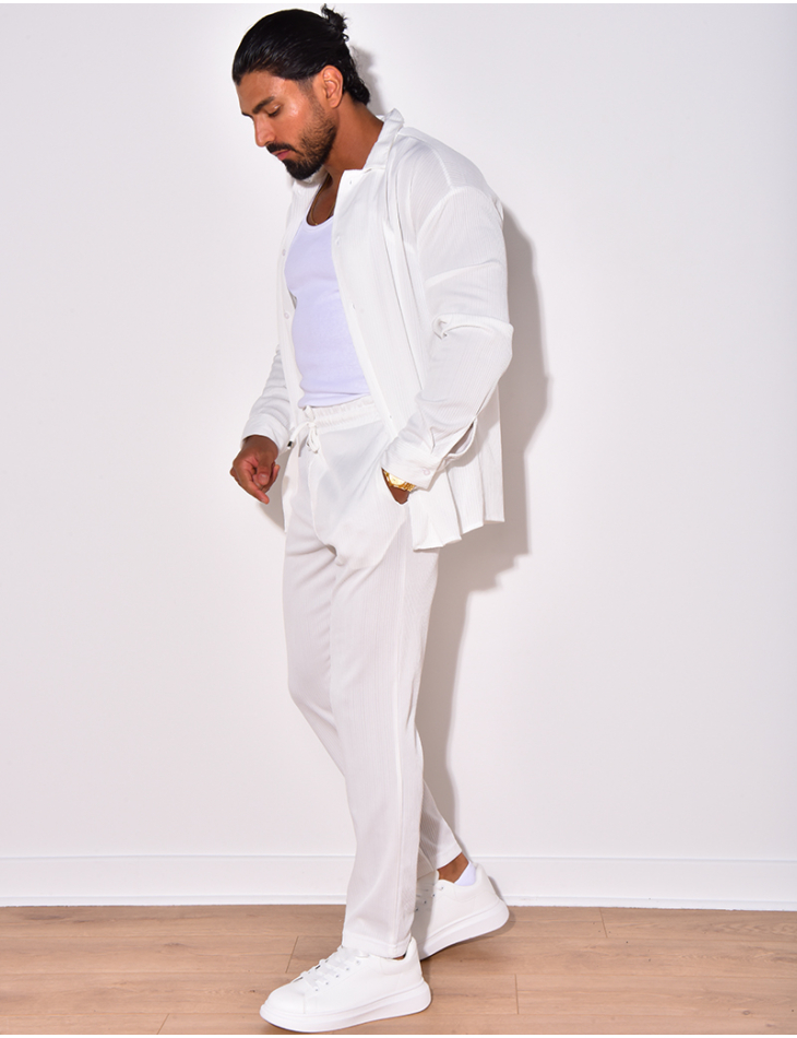 Ensemble pantalon et chemise manches longues plissé Ensemble pantalon et chemise manches longues plissé