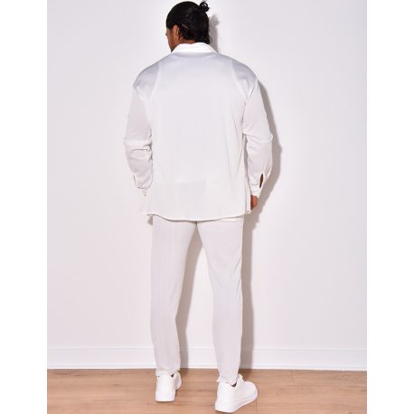 Ensemble pantalon et chemise manches longues plissé Ensemble pantalon et chemise manches longues plissé