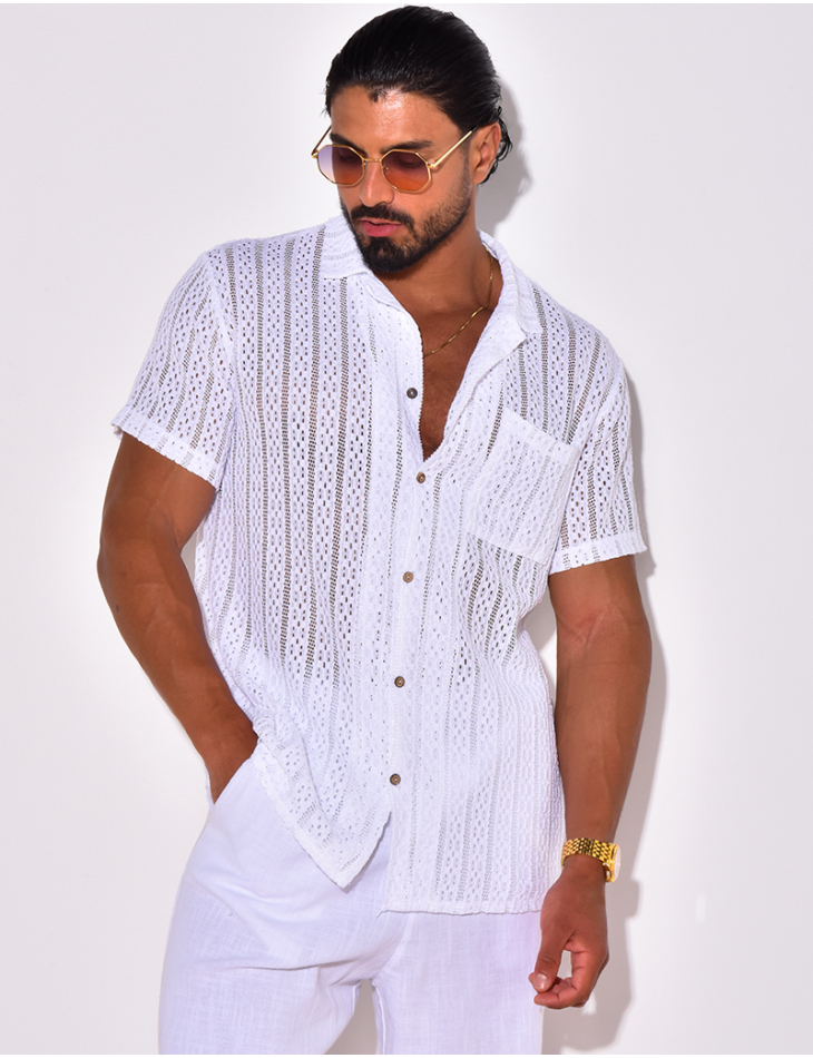 Chemise à poche ajourée