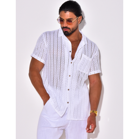 Chemise à poche ajourée