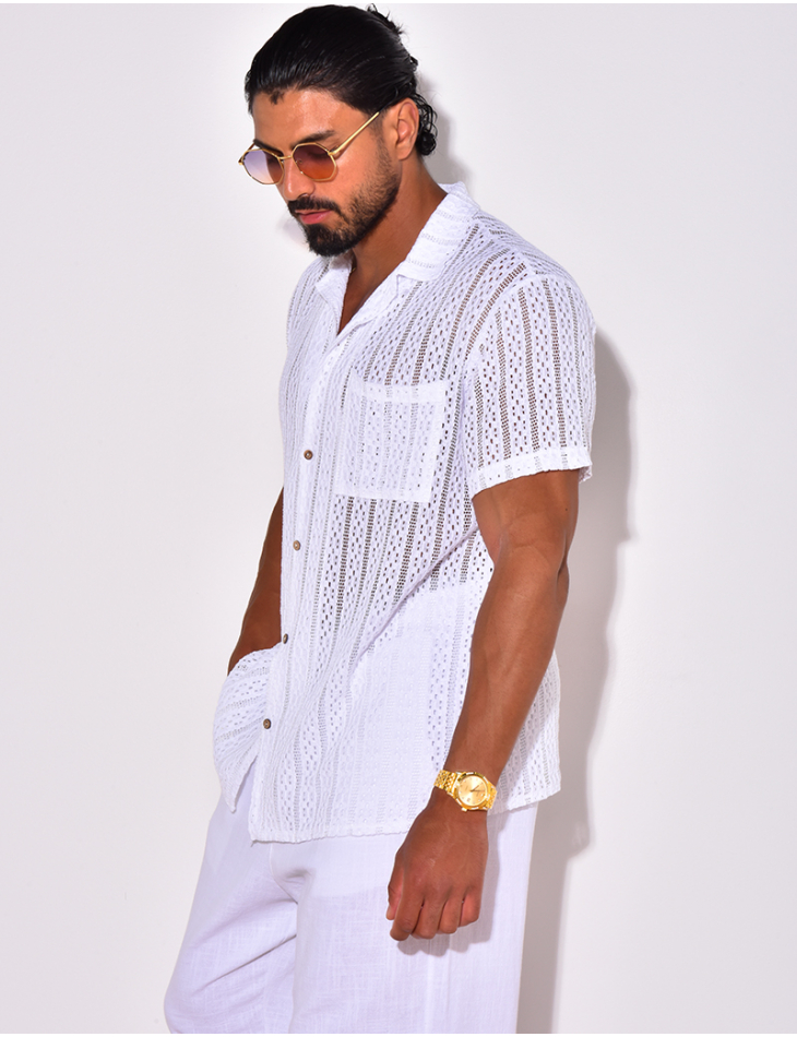Chemise à poche ajourée