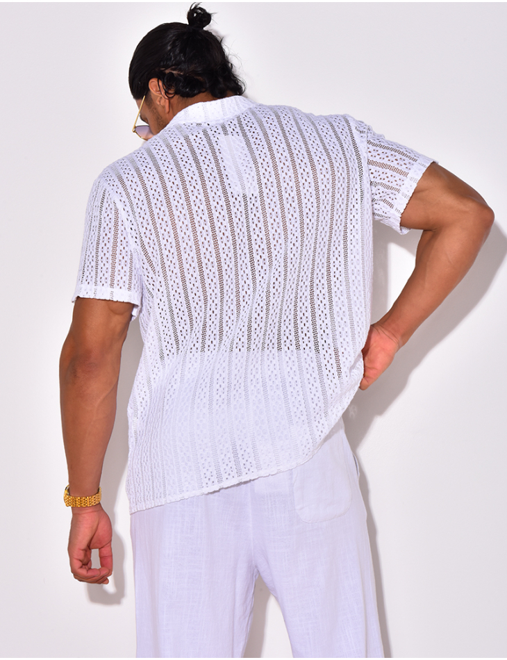 Chemise à poche ajourée