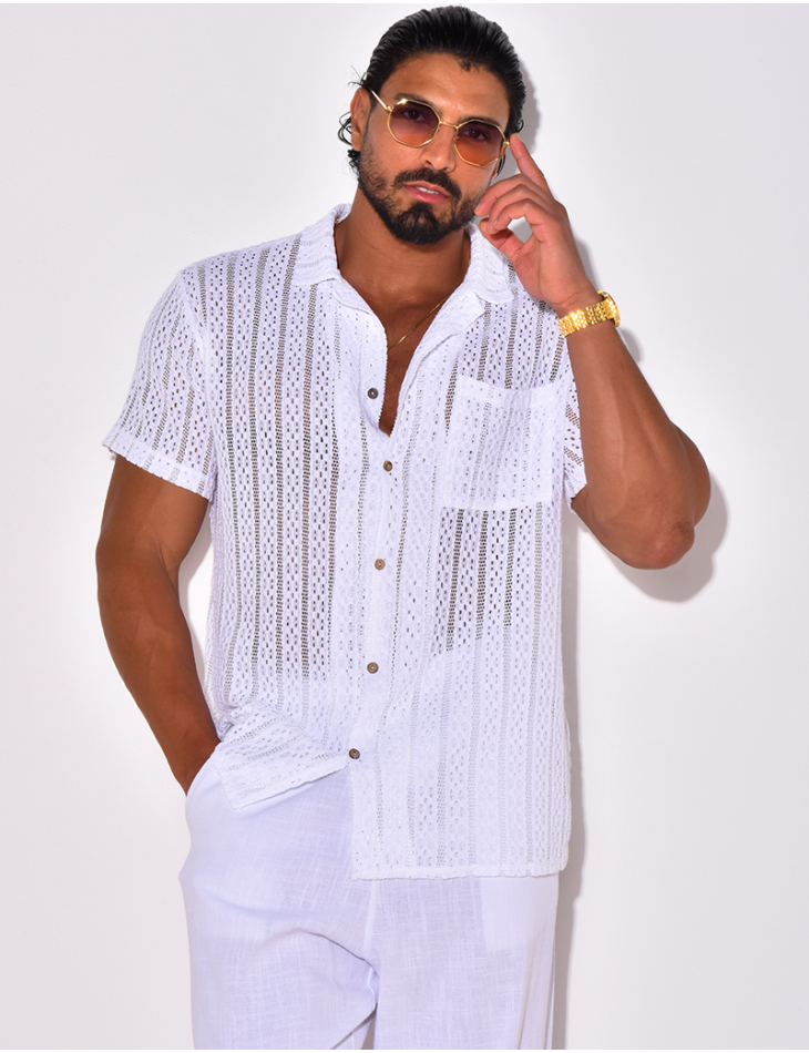 Chemise à poche ajourée