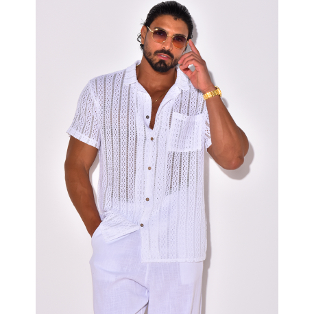Chemise à poche ajourée