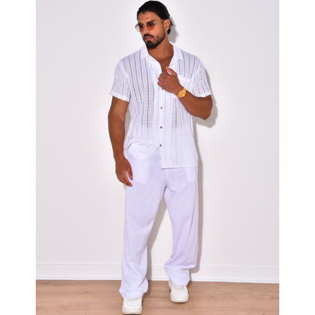 Chemise à poche ajourée