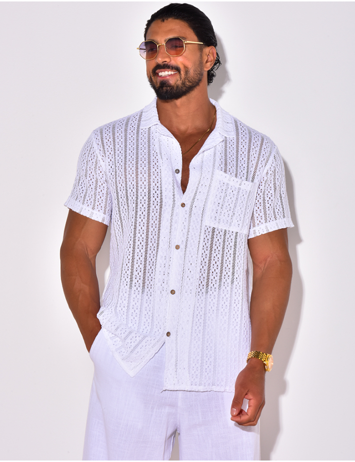 Chemise à poche ajourée
