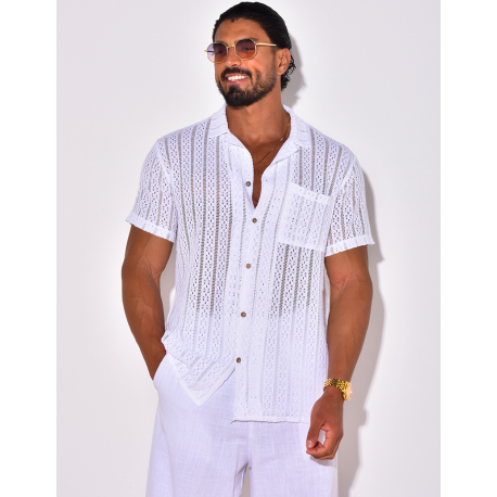 Chemise à poche ajourée