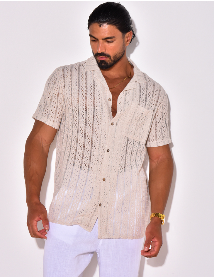 Chemise à poche ajourée