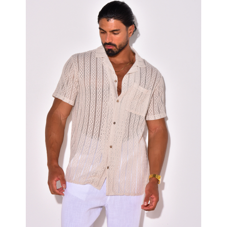 Chemise à poche ajourée