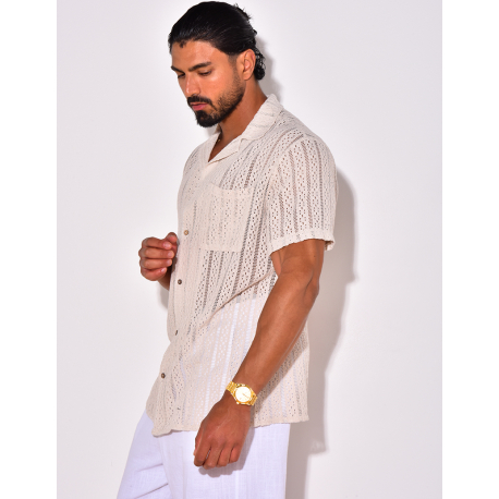 Chemise à poche ajourée