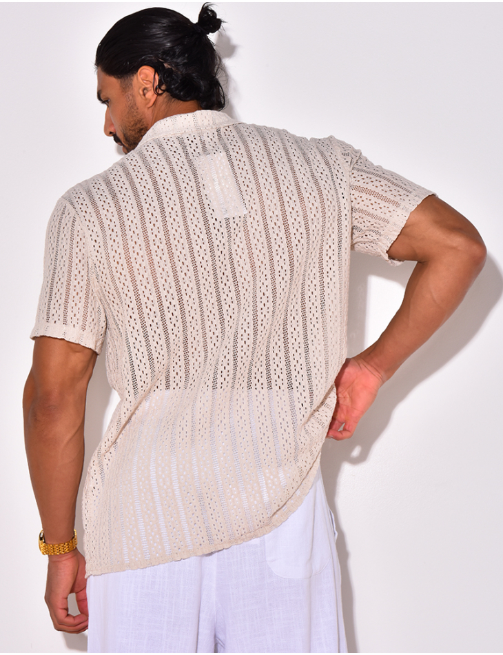 Chemise à poche ajourée