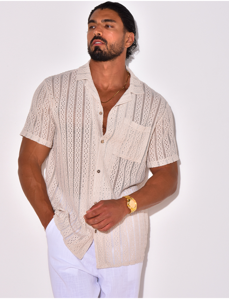 Chemise à poche ajourée