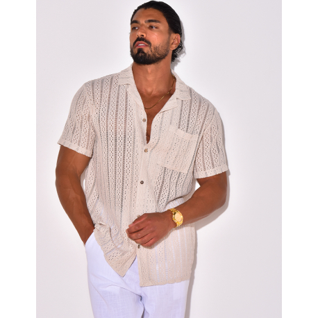 Chemise à poche ajourée