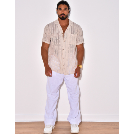 Chemise à poche ajourée