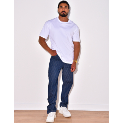 Pantalon effet jeans à losanges en relief